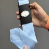 کروات طرحدار پارچه ترک E.S چهار خانه رنگ آبی روشن