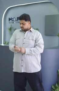 پیراهن دوجیب پشمی طرحدار NEXT
