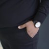 بلوز بافت یقه گرد رنگ مشکی سایز 3XL