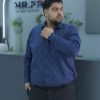 پیراهن آستین بلند ساده فلورا MR.FAT رنگ سورمه ای سایز 4XL