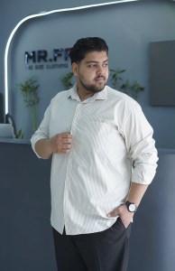 پیراهن آستین بلند راه راه نخی MR.FAT