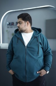 سوییشرت بیسیک پنبه دورس کلاهدار سوپرسایز A.F