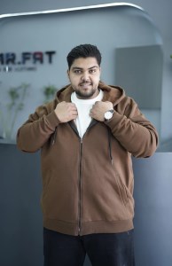 سوییشرت بیسیک پنبه دورس کلاهدار سوپرسایز A.F