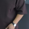 تیشرت پنبه دورس سه نخ آستین سه ربع باکسی بیسیک رنگ موکا سایز 3XL