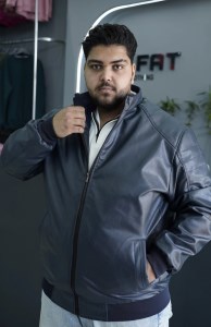 کاپشن مردانه سایز بزرگ چرم داخل خز A.M رنگ سورمه ای