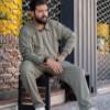 ست بلوزشلوارFG پارچه بیسکوییتی گرم بالا داخل کرک رنگ سبز سایز3XL