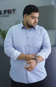 پیراهن مردانه راه راه سایز بزرگ نخی MR.FAT