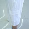 ست تیشرت شلوارک دورس دو نخ لاکرا جیبدار رنگ سفید سایز 3XL