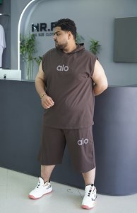 ست وست شلوارک مردانه سایز بزرگ پنبه ALO