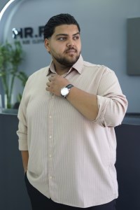 پیراهن تمام نخ مردانه سایز بزرگ راه راه آستین بلند S.B