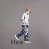 تیشرت پنبه مردانه سایز بزرگ طرح FLOW رنگ خاکی سایز 3XL