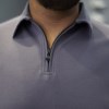 پلوشرت مردانه سایز بزرگ بیسیک پنبه A.M رنگ طوسی تیره سایز 4XL