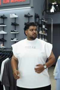 وست سایز بزرگ مردانه طرح TEXAS دونخ لاکرا رنگ سفید سایز 4XL