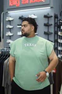 وست سایز بزرگ مردانه طرح TEXAS دونخ لاکرا رنگ سبز روشن سایز 5XL