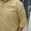 پیراهن مردانه سایز بزرگ دکمه مخفی POLO رنگ قهوه ای سایز 3XL