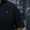 پیراهن مردانه سایز بزرگ لایوسل آستین کوتاه POLO رنگ مشکی سایز 5XL
