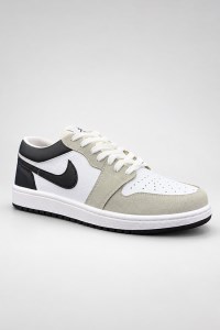 کتونی مردانه سایز بزرگ JORDAN 1 LOW TOP رنگ سفید مشکی