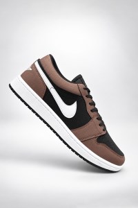 کتونی مردانه سایز بزرگ JORDAN 1 LOW TOP رنگ قهوه ای مشکی