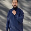 بلوز بافت یقه اسکی سورمه ای سایز4XL