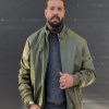 کاپشن چرم صنعتی داخل خز رنگ سبزسایز4XL