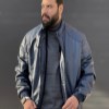 کاپشن چرم صنعتی داخل خز رنگ سورمه ای سایز4XL