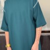 تیشرت پنبه دورس BK آستین سه ربع ساده رنگ سبزسایز4XL
