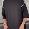 تیشرت پنبه دورس BK آستین سه ربع ساده رنگ مشکی سایز4XL