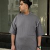 تیشرت پنبه دورس BK آستین سه ربع جیب دار رنگ طوسی سایز5XL