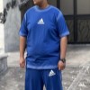 ست تیشرت-شلوارک پنبه ADIDASرنگ آبی سایز 4XL