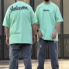 تیشرت پنبه جلو-پشت گلدوزی PALERMOرنگ سبز فسفری سایز6XL