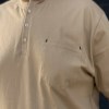 تیشرت پنبه یقه گرد سه دکمه رنگ کرم سایز3XL