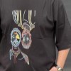 تیشرت پنبه جلو چاپDTFطرح صورتک رنگ مشکی سایز3XL