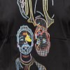 تیشرت پنبه جلو چاپDTFطرح صورتک رنگ مشکی سایز3XL