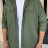 پیراهن کتان دوجیب LEVIS رنگ سبز تیره سایز3XL