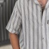 پیراهن راه راه کنفی آستین کوتاه POLO رنگ مشکی سایز 6XL