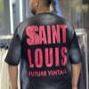 تیشرت پنبه طرح SAINT LOUIS رنگ مشکی سایز 5XL