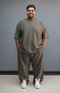 ست تیشرت شلوار بیسکوئیتی MR.FAT