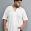 پیراهن مراکشی یقه انگلیسی POLO بافت درشت رنگ سفید سایز 3XL