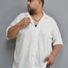 پیراهن مراکشی یقه انگلیسی POLO بافت ریز رنگ سفید سایز 6XL