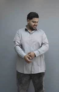 پیراهن تندیس آستین بلند راه راه MR.FAT